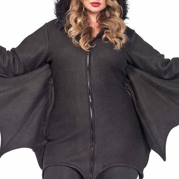 Cozy Black Bat Costume Dress Women Size XL Halloween Fleece Roleplay Top - Picture 9 of 9